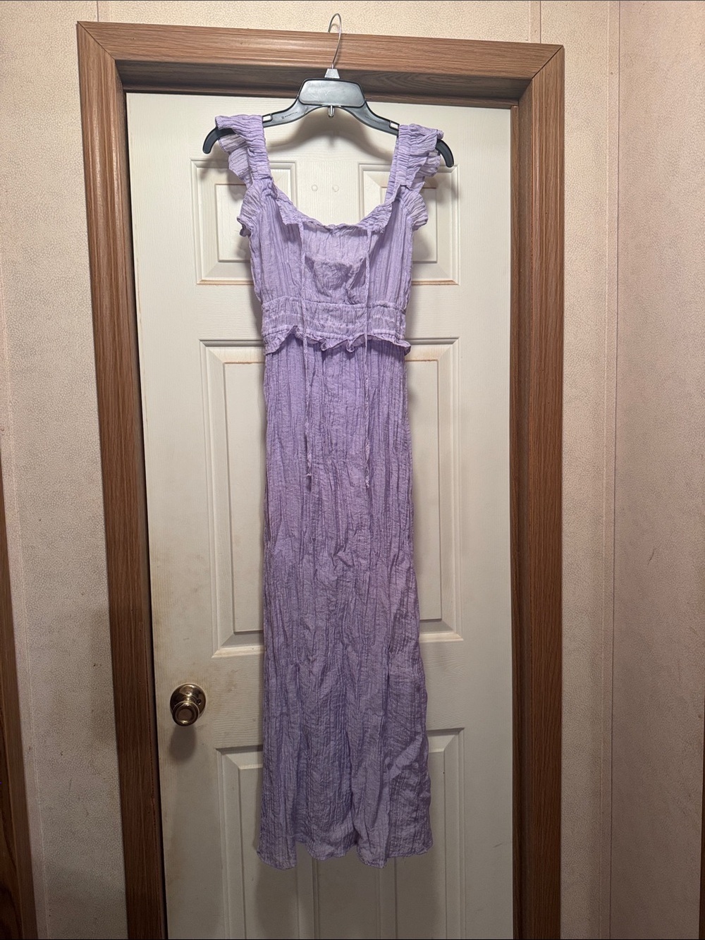 Lilac Ruffle Strap Maxi Dress